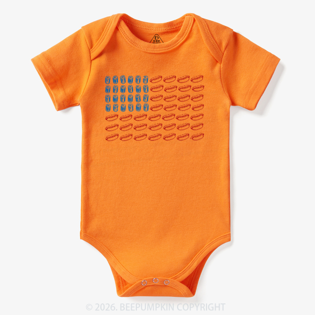 Funny 4th of July Hot Dog American Flag Bodysuit