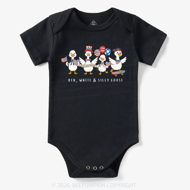 Red White Silly Goose USA 250 Patriotic Bodysuit