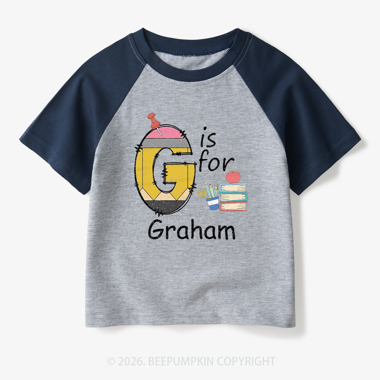 Personalized Alphabet Name Toddler&Kids Retro Raglan T-shirt