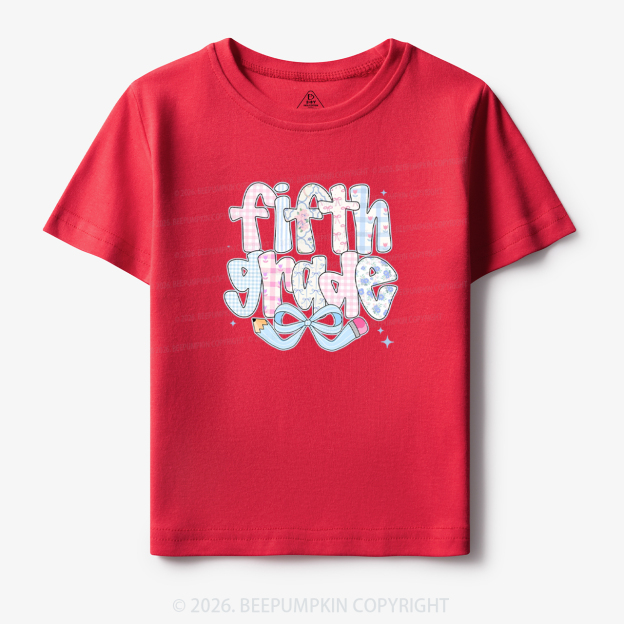 Personalized Preppy Back To School Coquette Pencil Bow Toddler&Kid's Tees