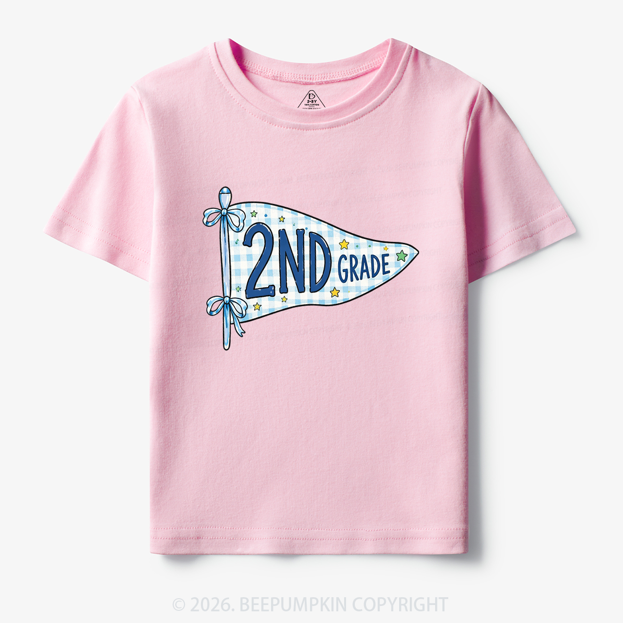 Personalized Back to School Pennant Bow Pastel Toddler&Kid's Tees