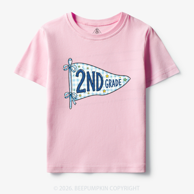 Personalized Back to School Pennant Bow Pastel Toddler&Kid's Tees