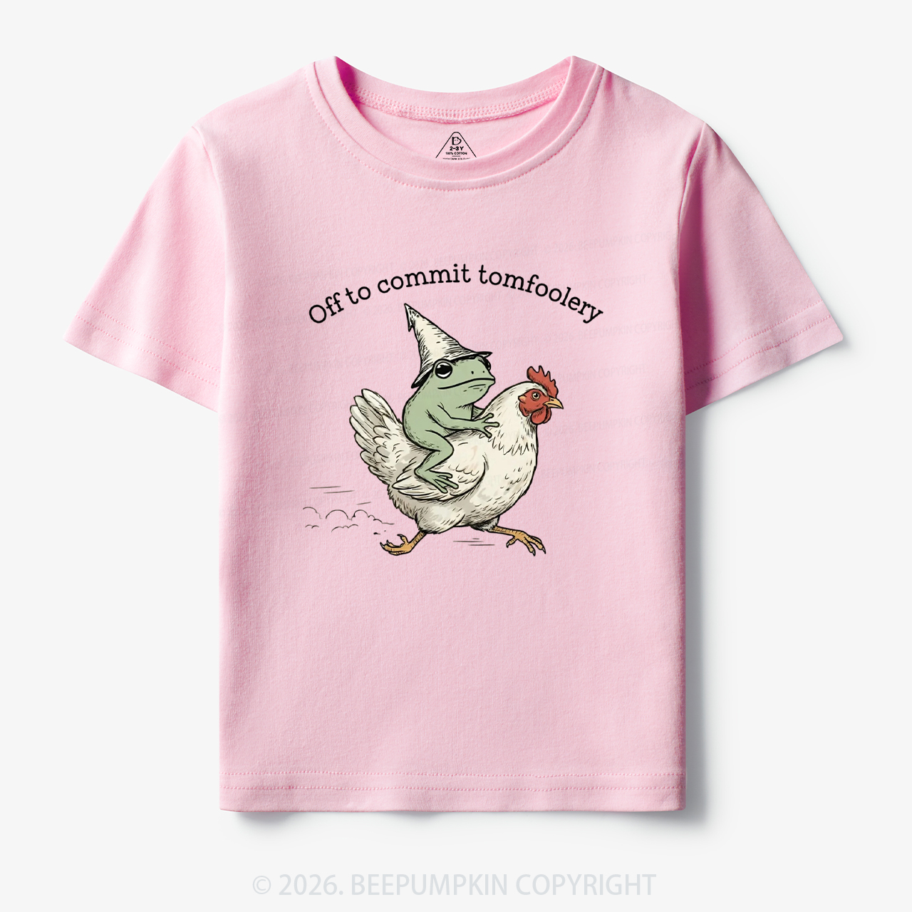 Frog Riding Chicken Off to Commit Tomfoolery Toddler&Kid's Tees