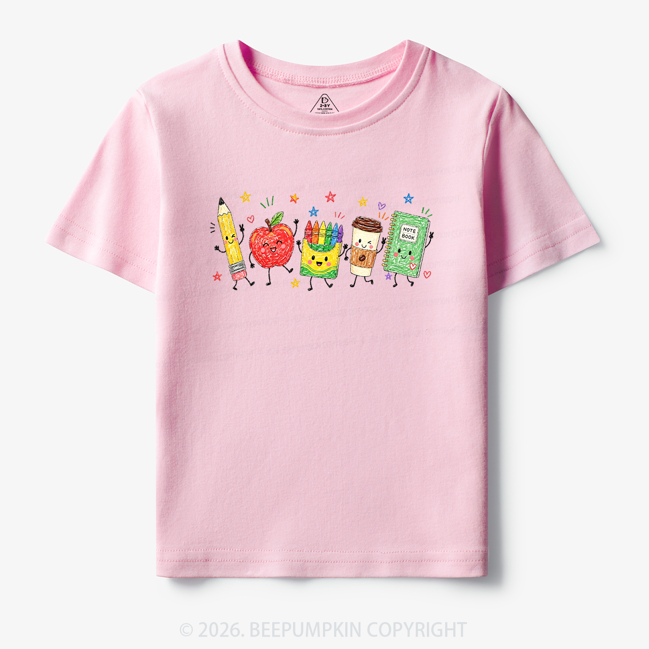 Cute Crayon Apple Pencil Notebook Toddler&Kid's Tees