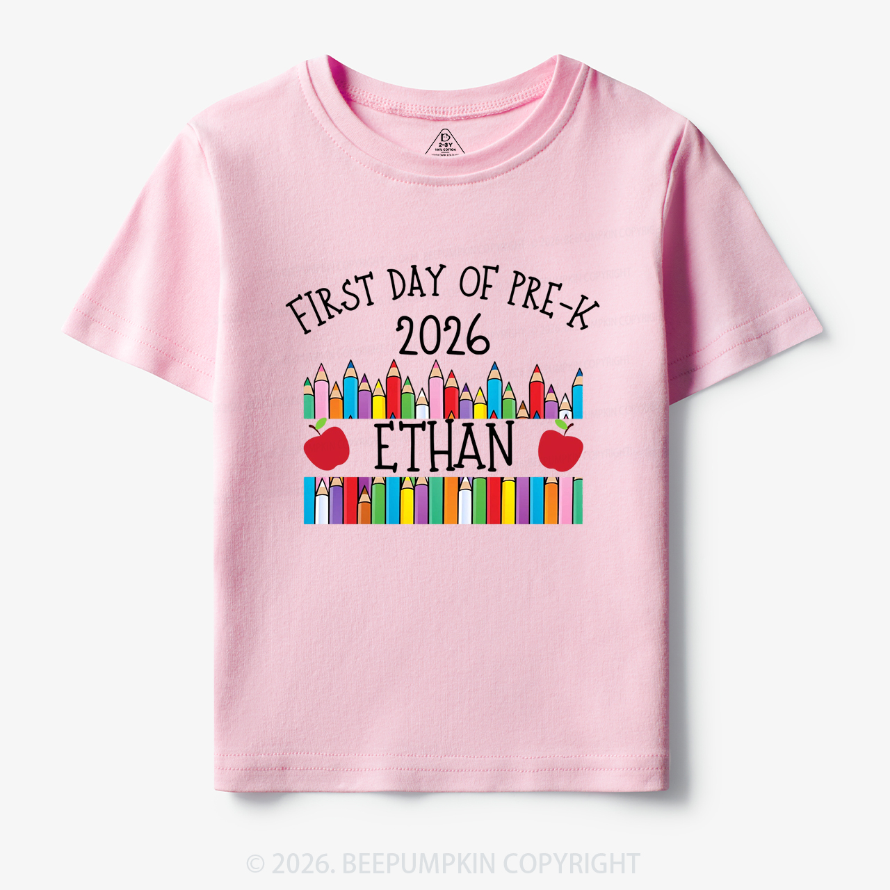 Personalized First Day Of Pre-K Crayon Toddler&Kid's Tees