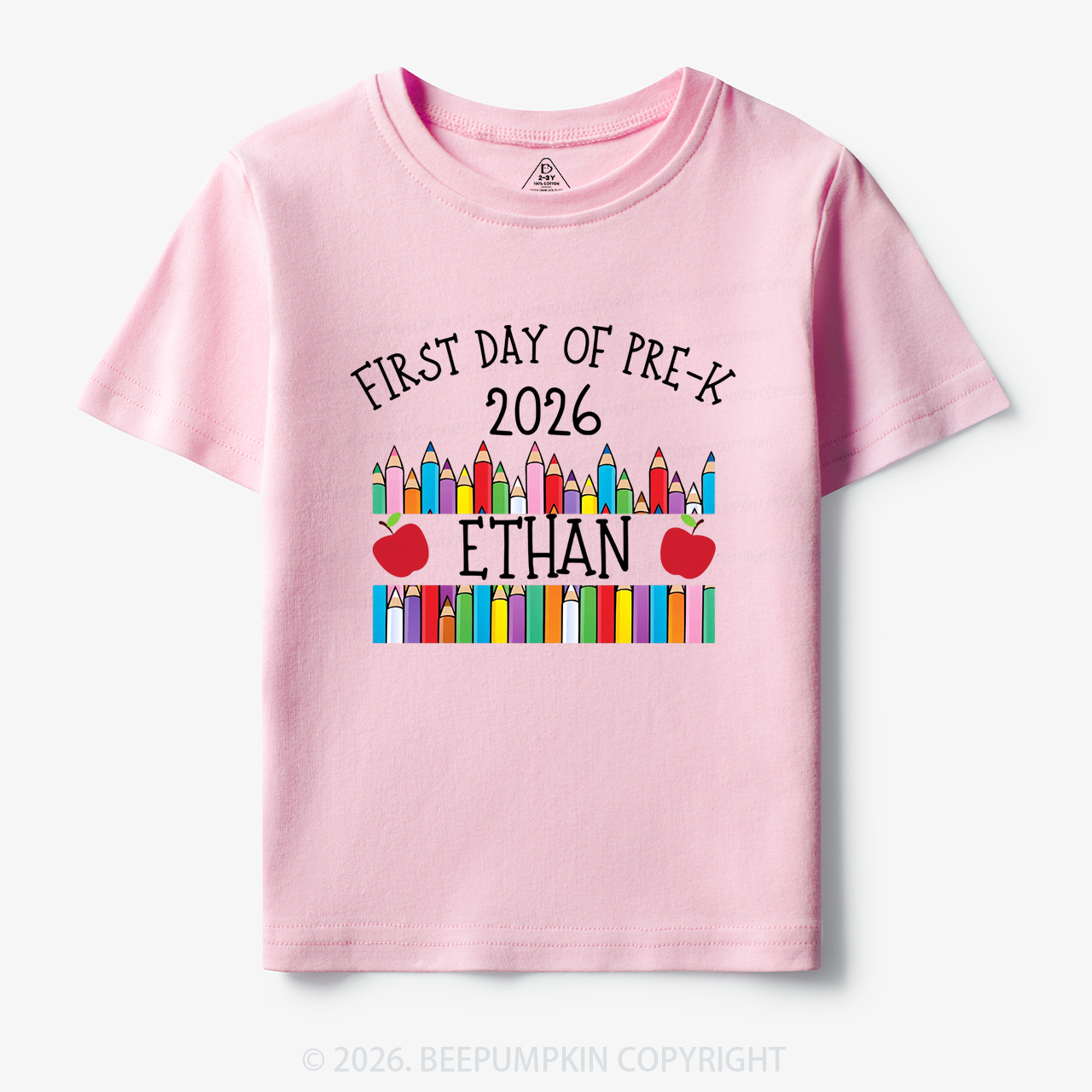 Personalized First Day Of Pre-K Crayon Toddler&Kid's Tees