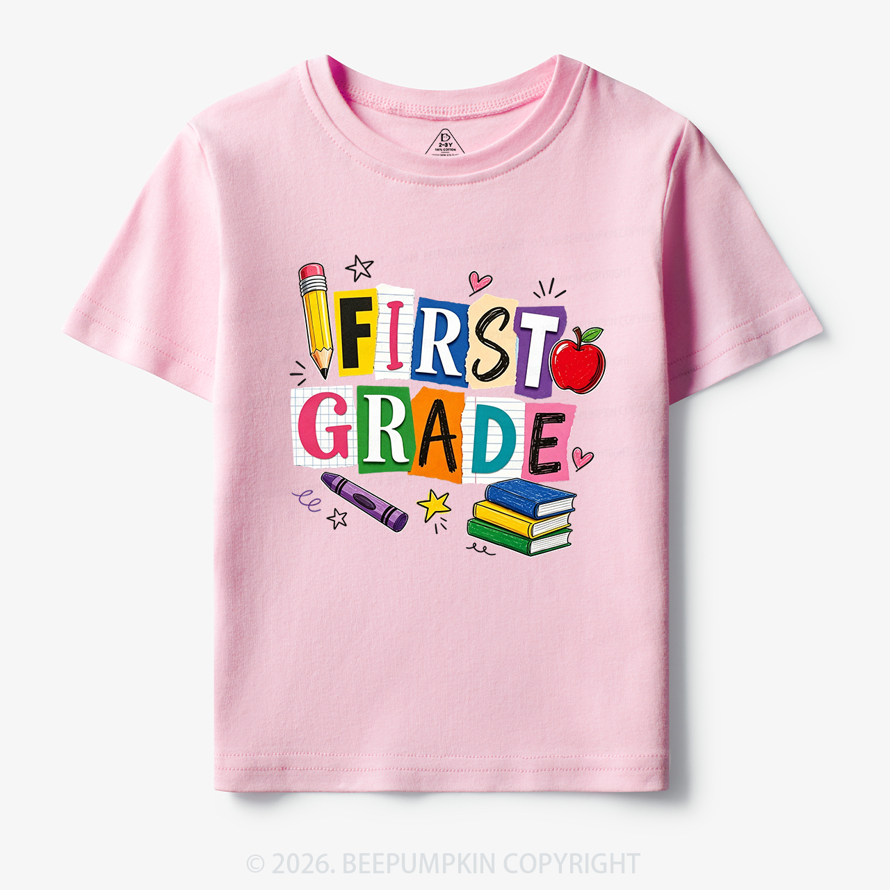 Personalized Colorful Bright School Vibes Doodle Toddler&Kid's Tees