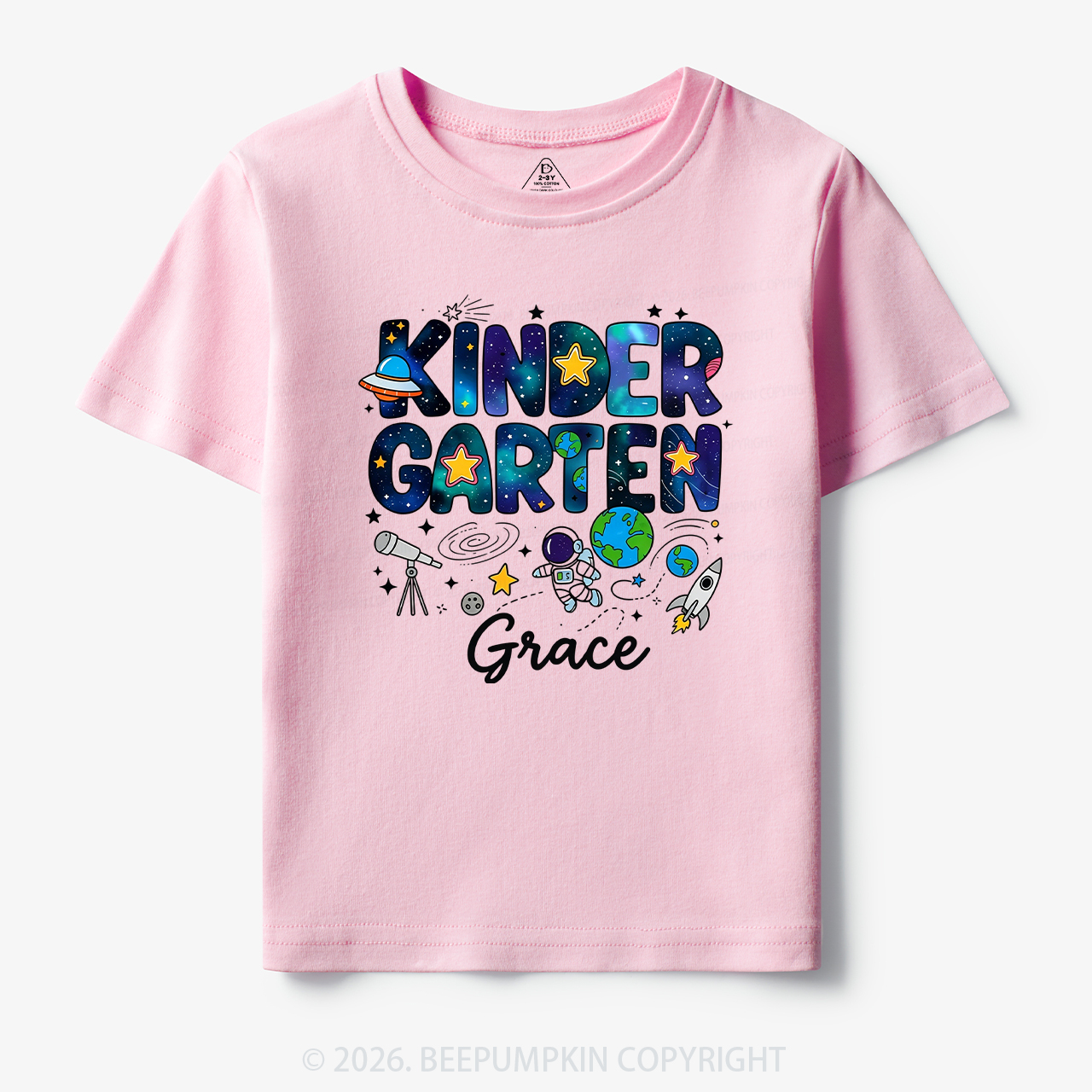 Personalized First Day of Kindergarten Outer Space Toddler&Kid's Tees