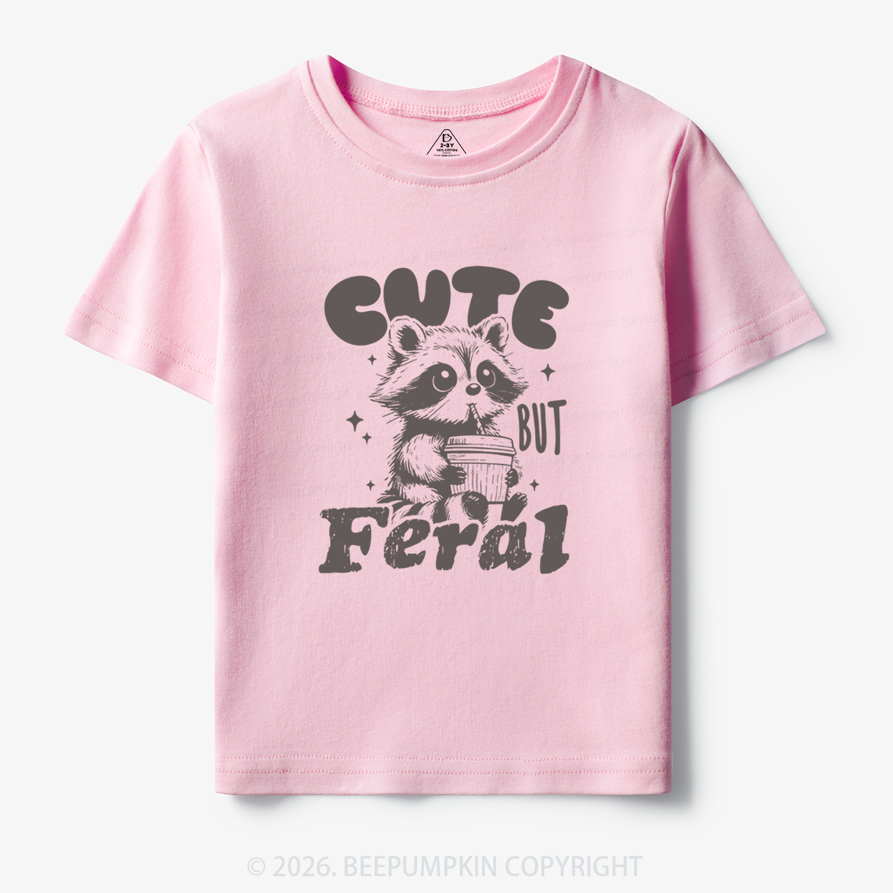 Funny Raccoon Cute But Feral Toddler&Kid's Tees