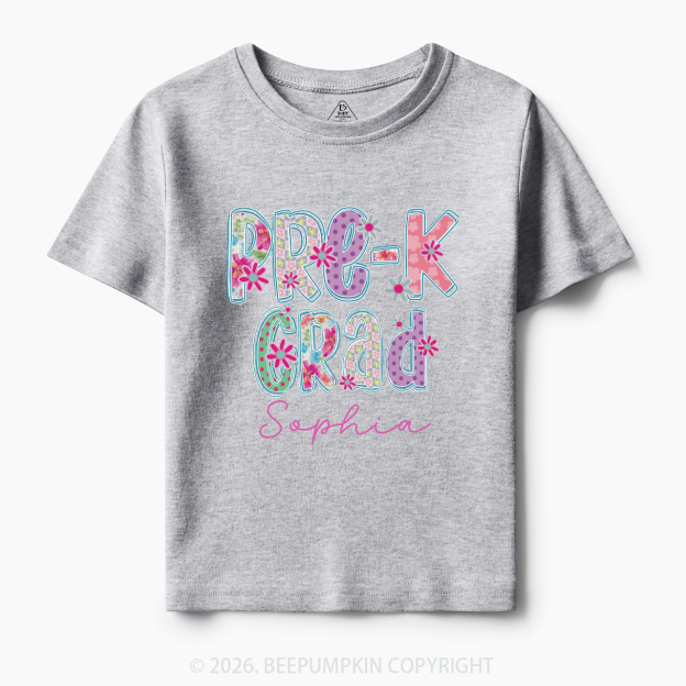 Personalized Name Sparkle Floral Pre‑K Grad Toddler&Kid's Tees