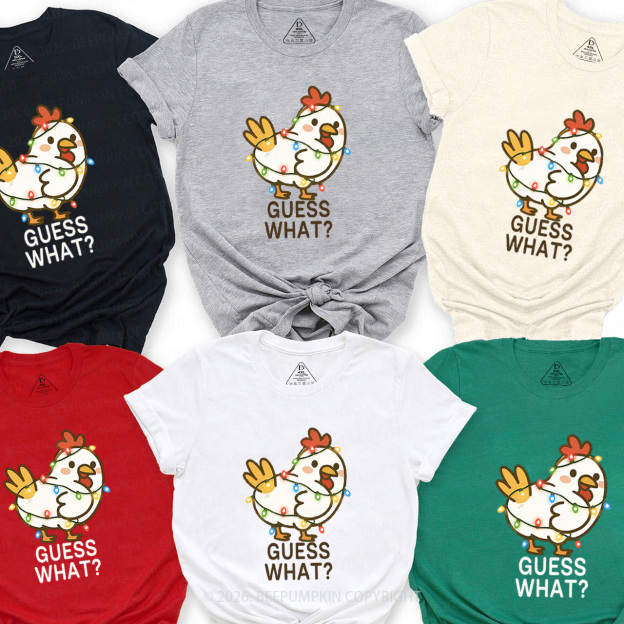 Guess What Chicken Funny Butt Joke Christmas Family Matching T-Shirts Beepumpkin
