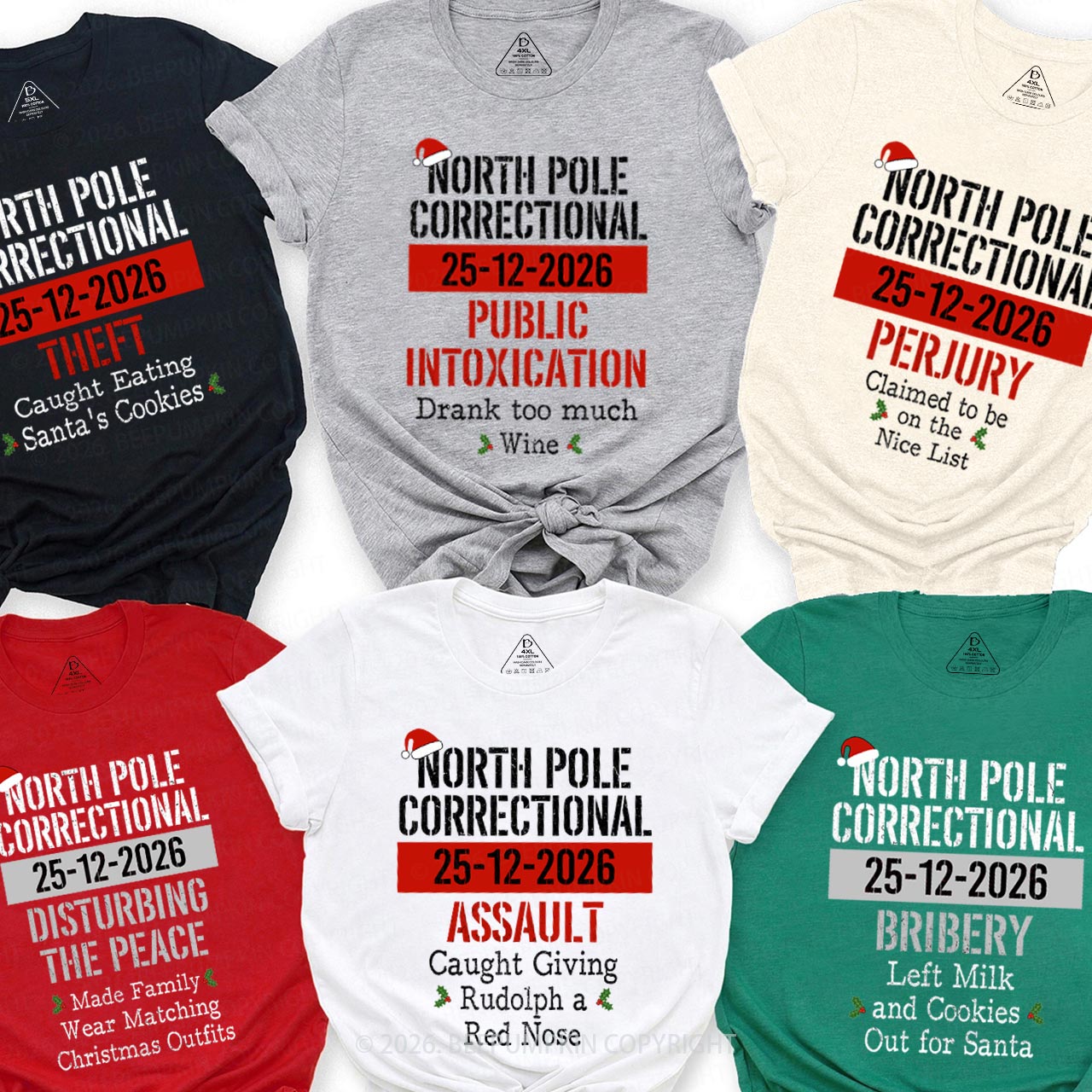 Funny Group Christmas North Pole Correctional Matching T-shirts Beepumpkin