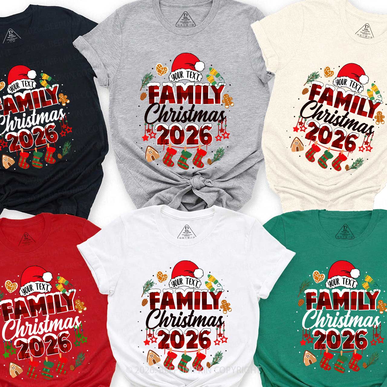 Personalized Gingerbread Snowflakes 2026 Family Matching T-Shirts Beepumpkin