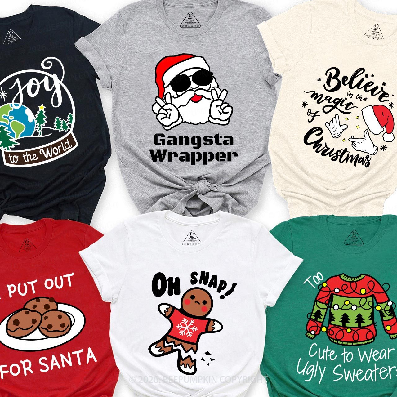 Personalized Joyful Holiday Christmas Family Matching T-Shirts Beepumpkin