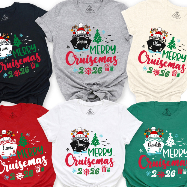 2025 Personalized Christmas Cruise Name Christmas Family Matching T-Shirts Beepumpkin