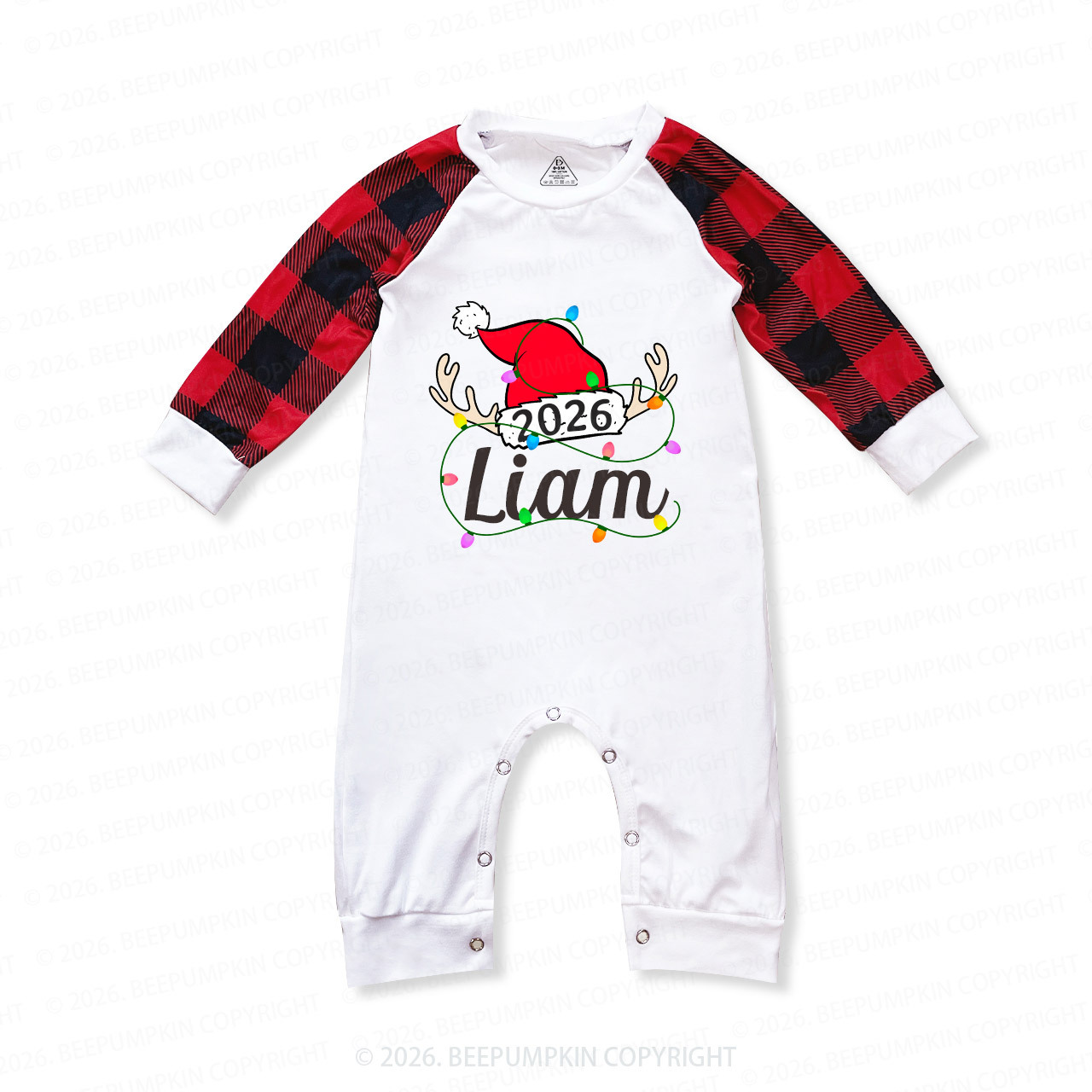 Personalized Jolly Antlers & Lights 2026 Family Matching Pajamas