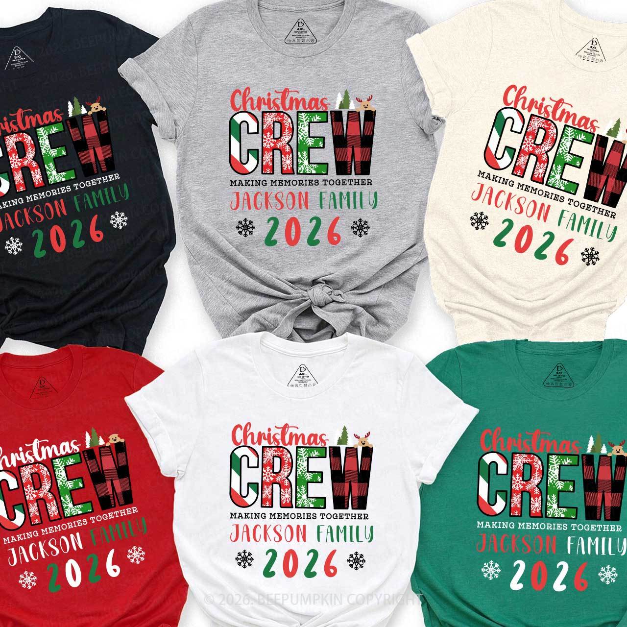 Personalized Christmas Crew 2026 Family Matching T-Shirts Beepumpkin