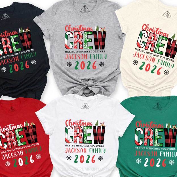 Personalized Christmas Crew 2026 Family Matching T-Shirts Beepumpkin