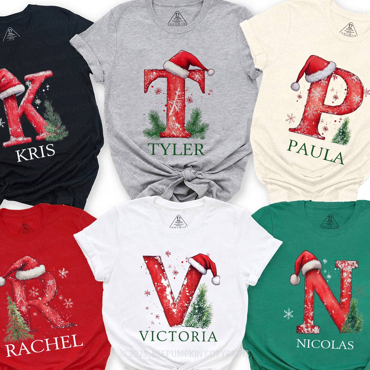 Personalized Winter Wonderland Letters Family Matching T-Shirts Beepumpkin