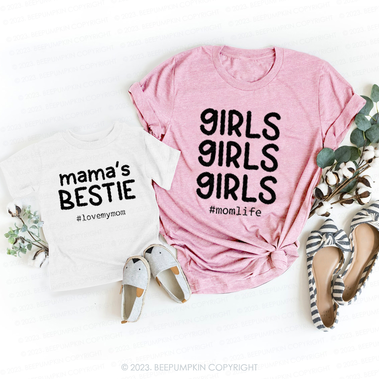 Girls Mama's Bestie T-Shirts For Mom&Me
