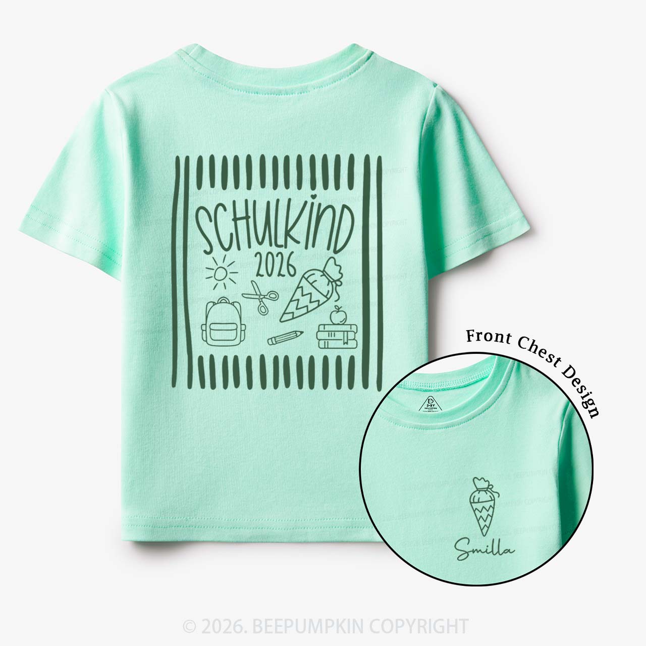 Personalized Name & Year Schoolchild Toddler&Kid's Tees