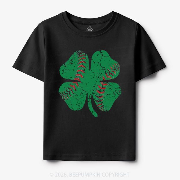 Baseball Shamrock St Patrick's Day Toddler&Kid's Tees Beepumpkin