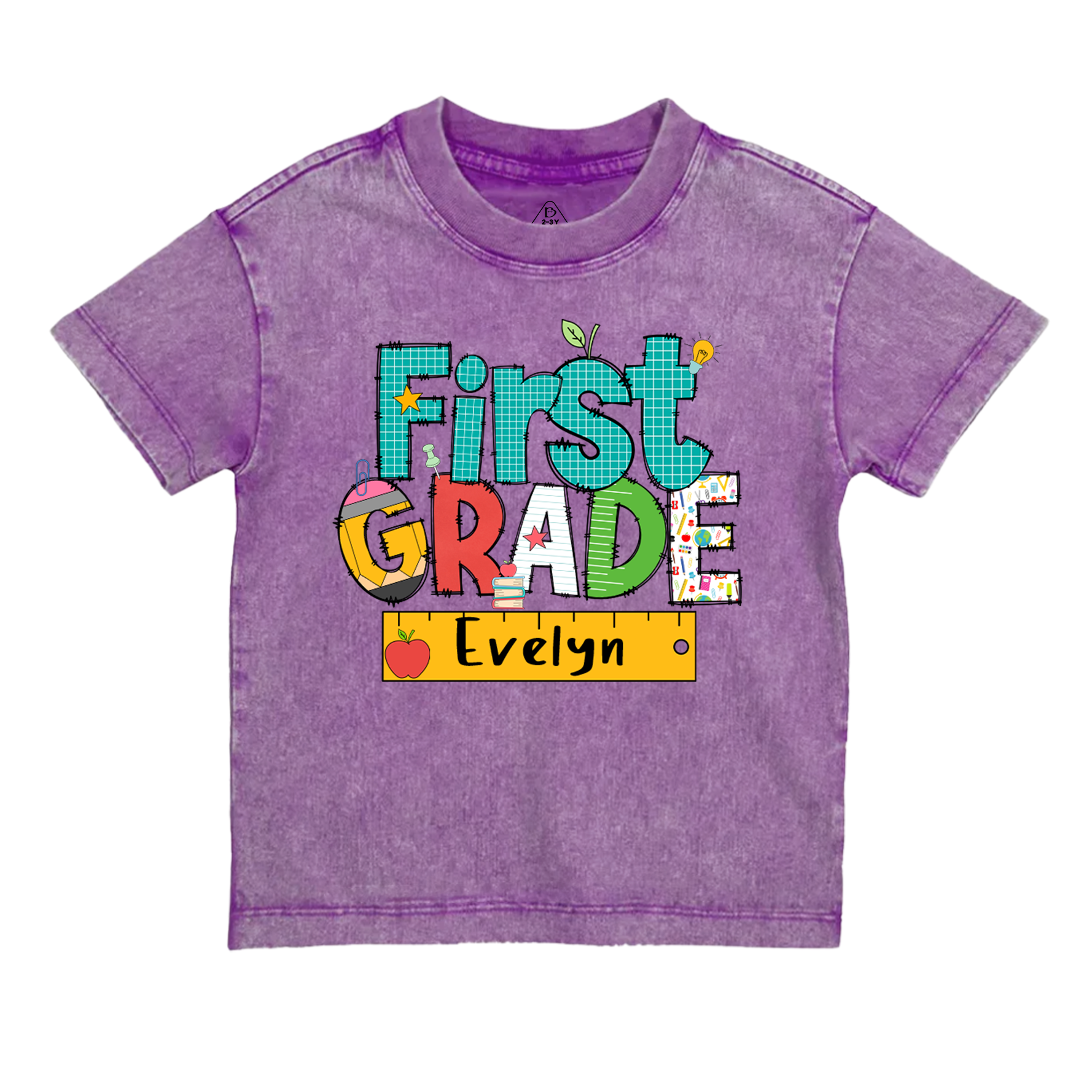 Personalized Letter Grade Toddler&Kids Washed Tees