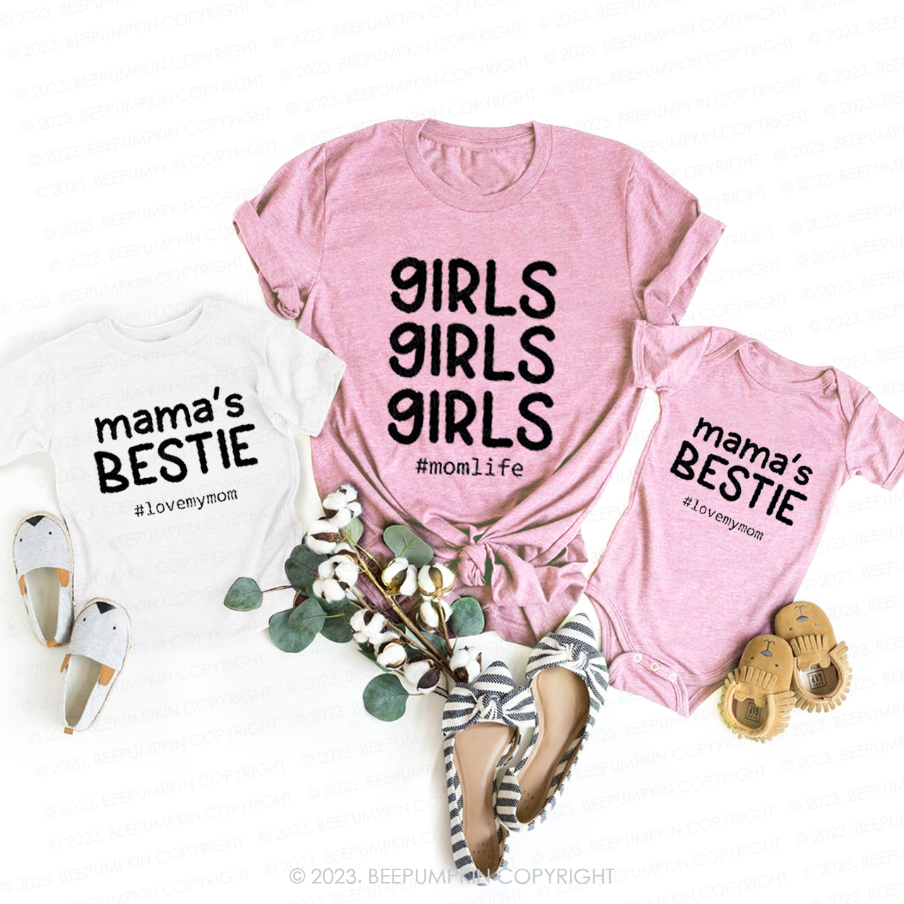 Girls Mama's Bestie T-Shirts For Mom&Me