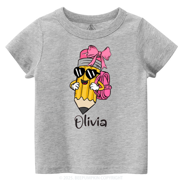 Personalized Boy Girl Pencil Toddler&Kid's Tees Beepumpkin