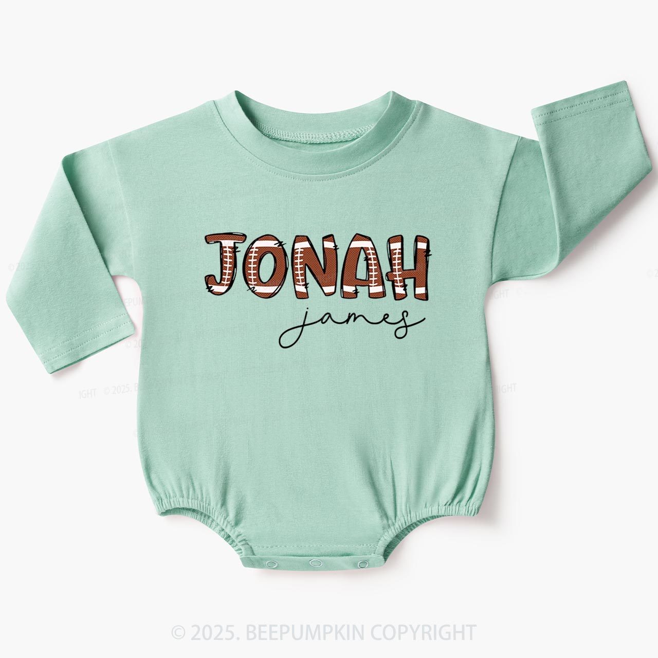 Personalized Football Name Baby Bubble Romper Beepumpkin