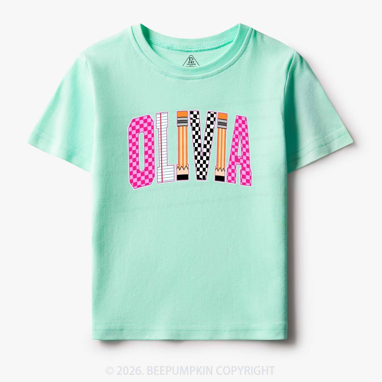 Personalized Name Retro School Preppy Toddler&Kid's Tees