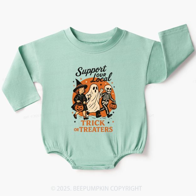 Support Your Local Trick or Treaters Baby Bubble Romper Beepumpkin
