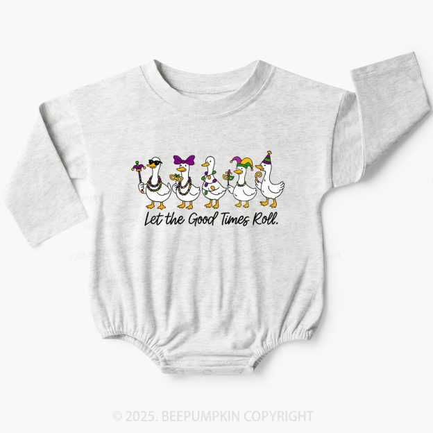 Silly Goose Mardi Gras Baby Bubble Romper Beepumpkin