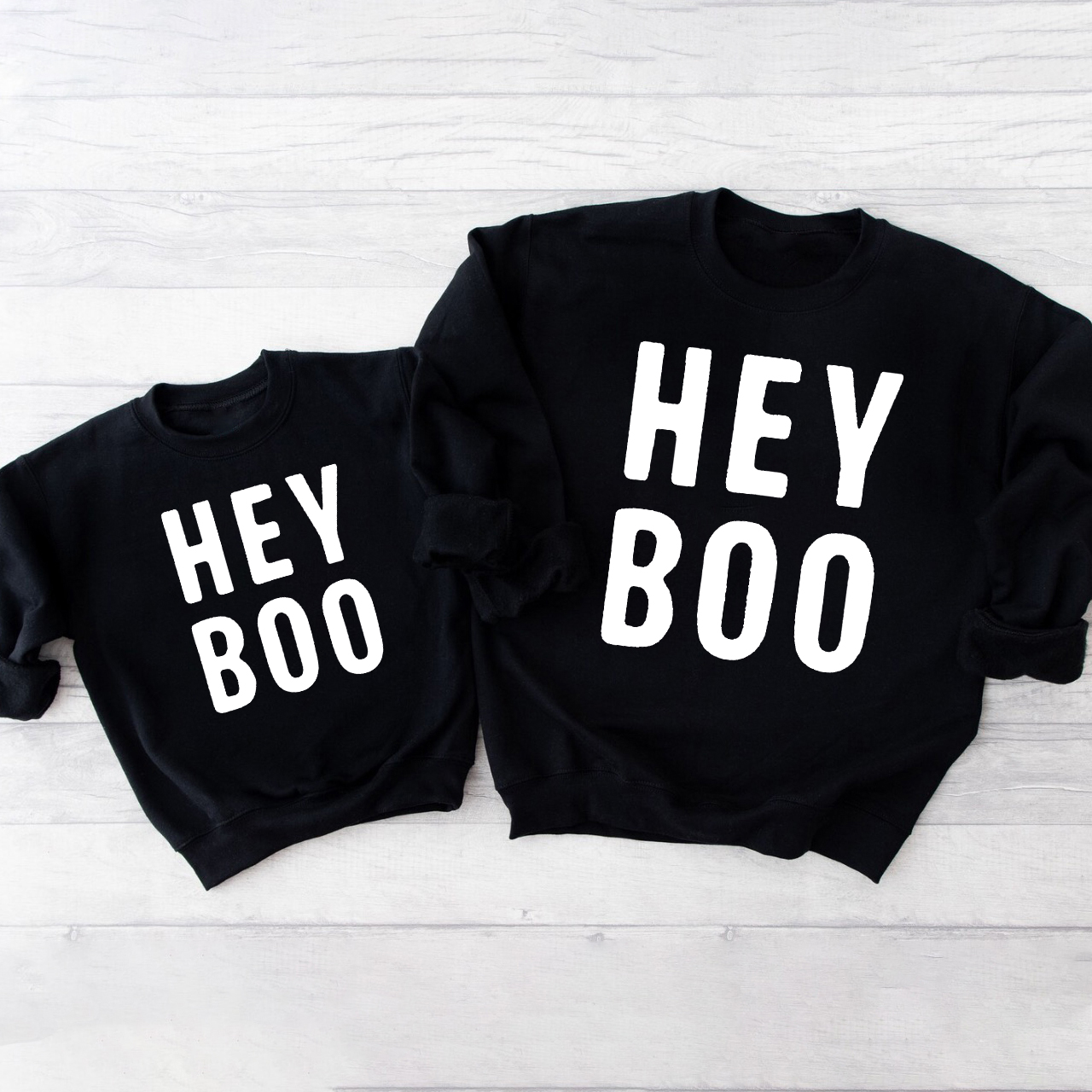 HEY BOO Matching Halloween Family Sweatshirts