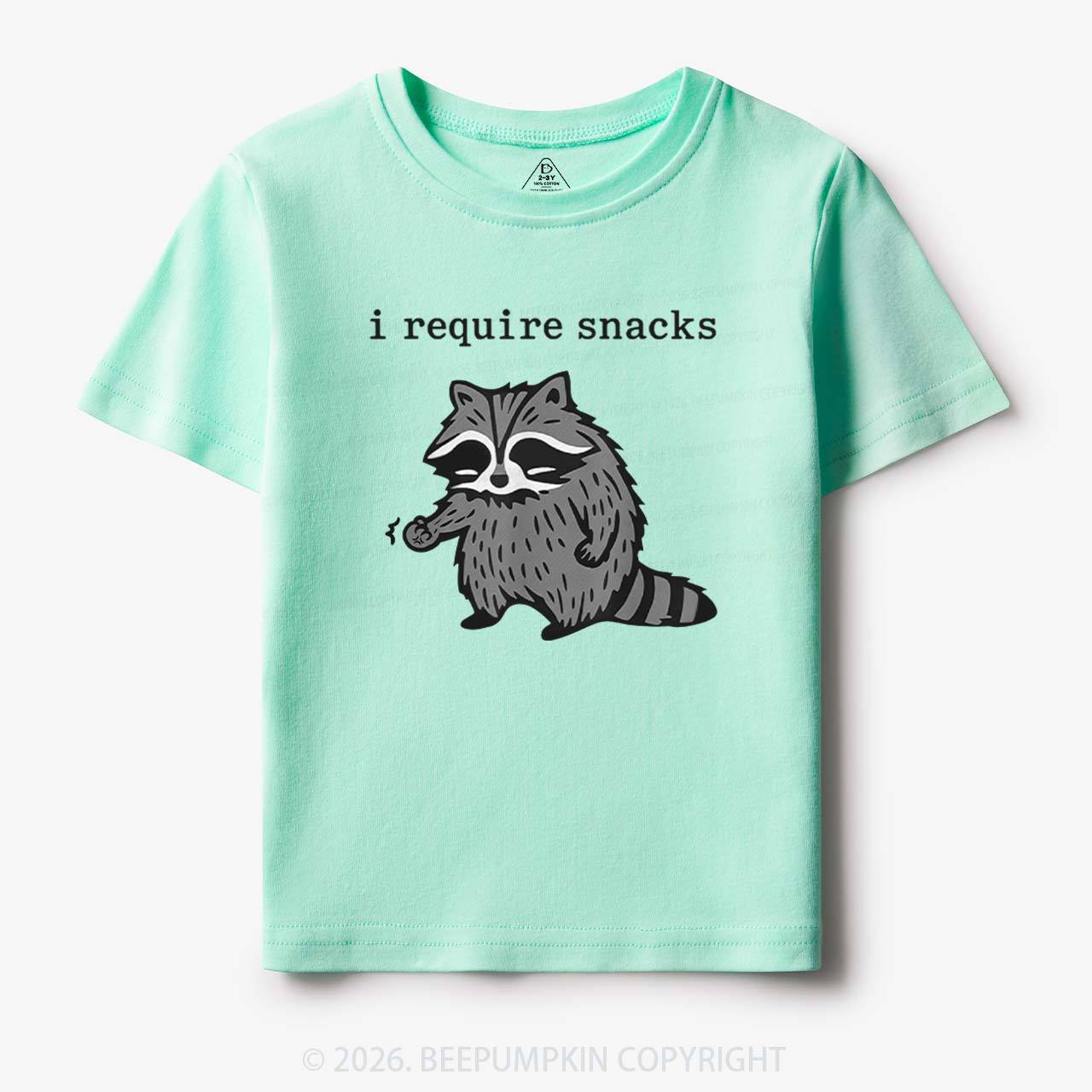 I Require Snacks Raccoon Toddler&Kid's Tees