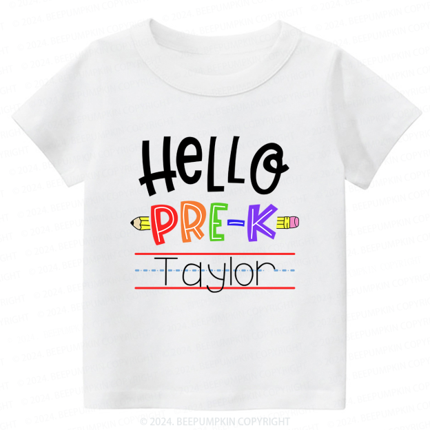 Personalized Hello Pre-k Shirt Back to School