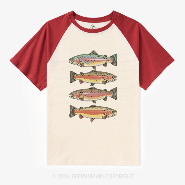 Trout Fish Vintage Raglan T-Shirt