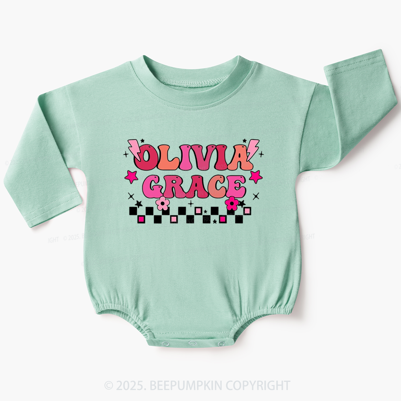 Personalized Name Girl Baby Bubble Romper Beepumpkin