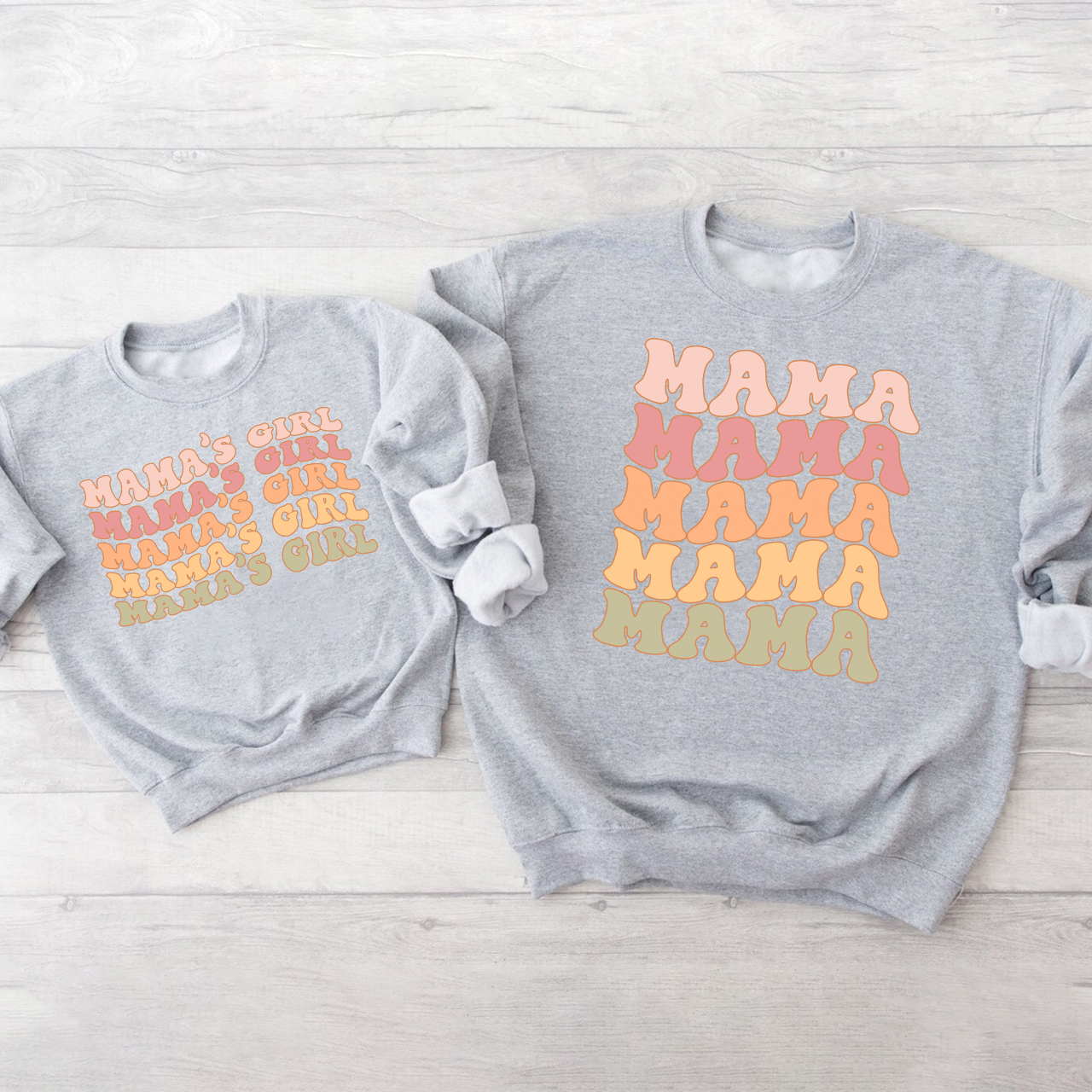 Neutral Boho Retro Mom And Me Matching Swetshirt