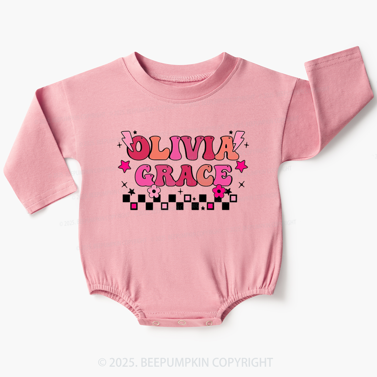 Personalized Name Girl Baby Bubble Romper Beepumpkin