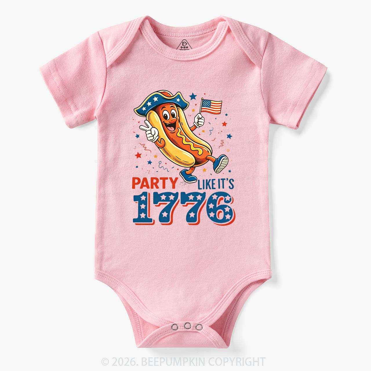 Party Like It's 1776 4th Of July Hot Dog Bodysuit