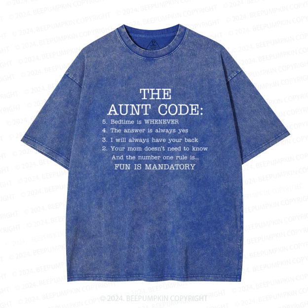 The Aunt Code Auntie Washed T-Shirts 