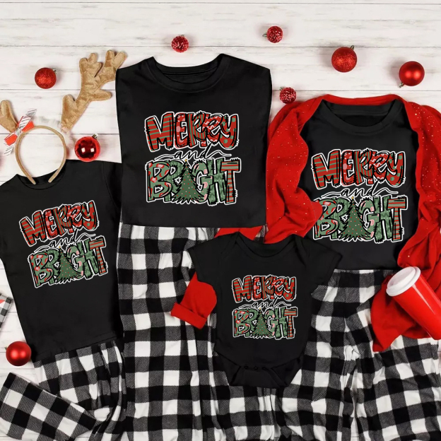Merry Bright Christmas Family Matching Shirt