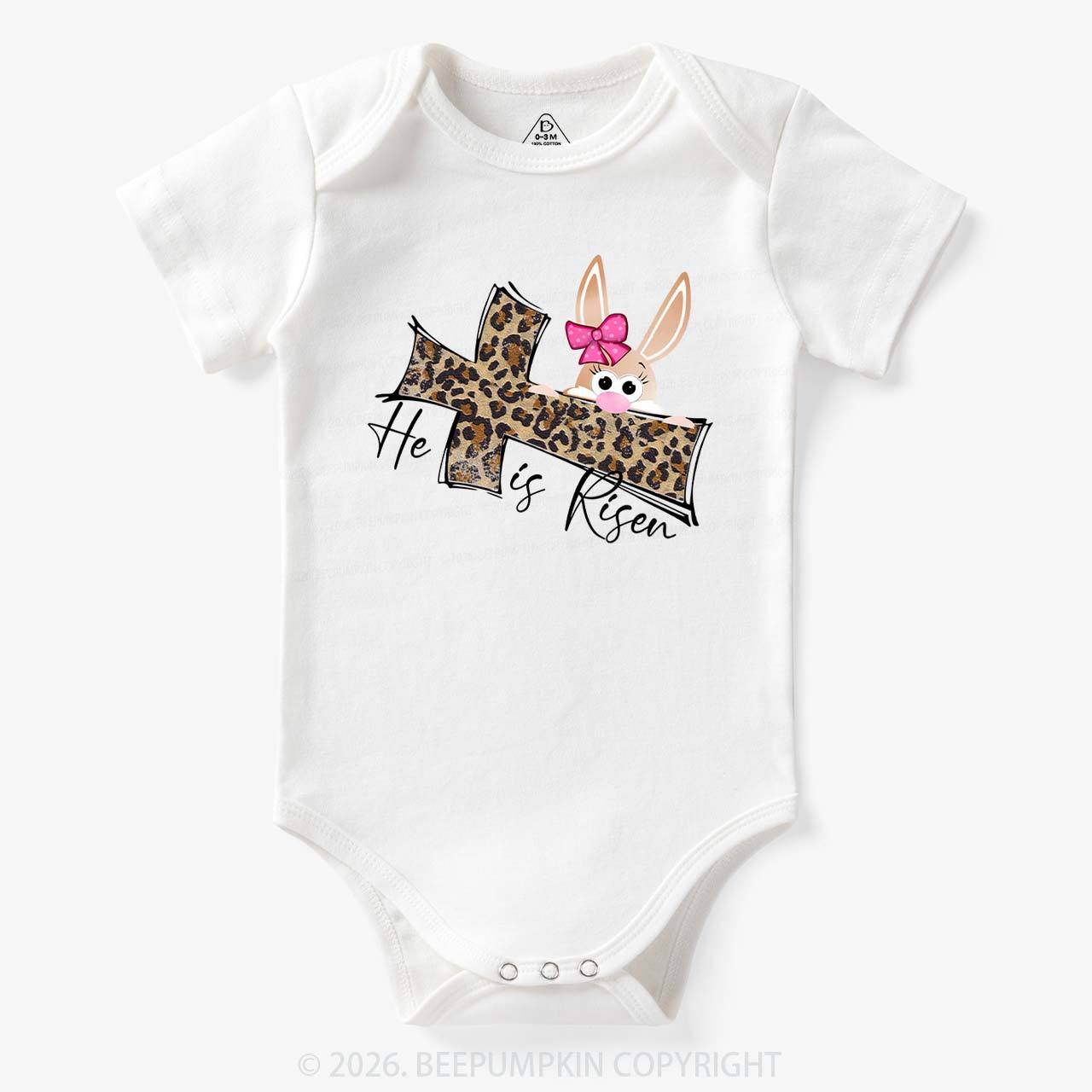 Faith Bunny & Leopard Cross Baby Bodysuit