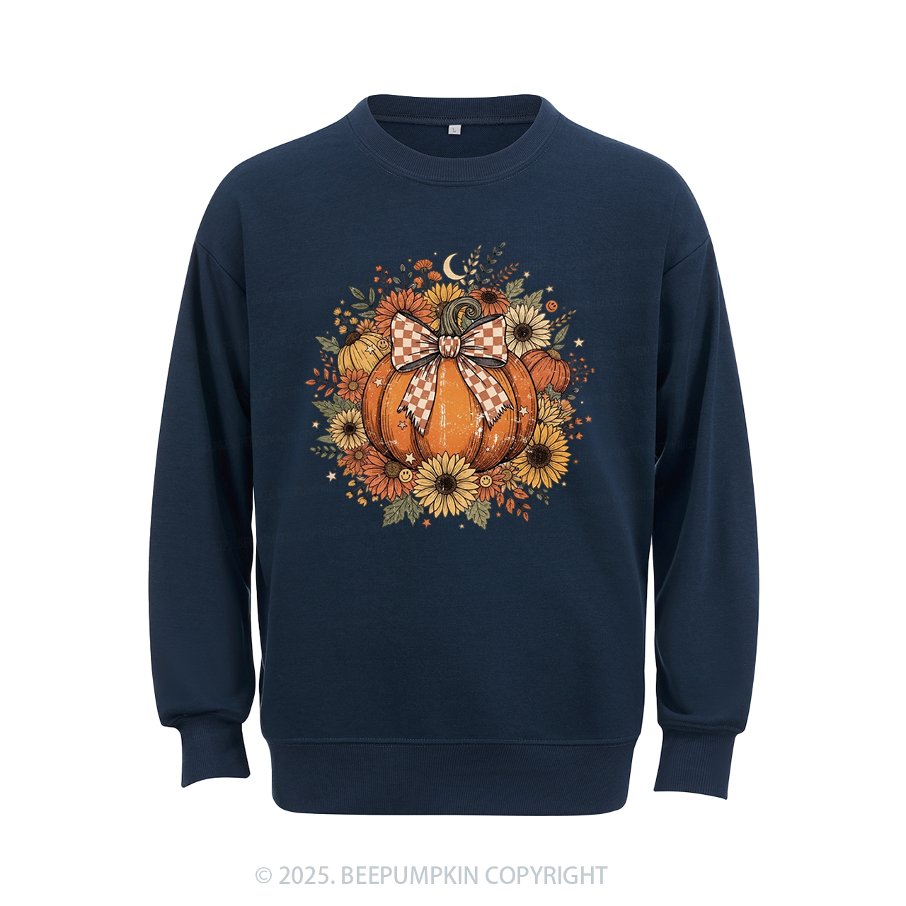Fall Coquette Boho Floral Pumpkin Bow Sweatshirt Beepumpkin