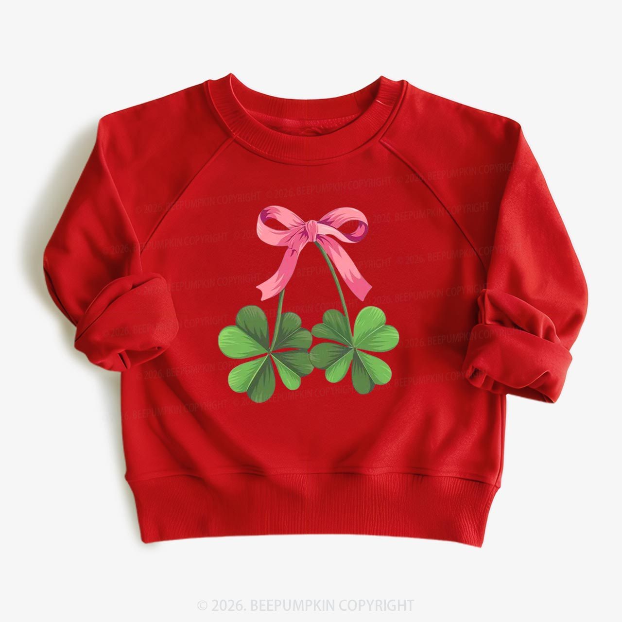 Lucky Shamrock Bow St Patrick's Day Kid's Sweatshirt