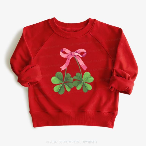 Lucky Shamrock Bow St Patrick's Day Kid's Sweatshirt