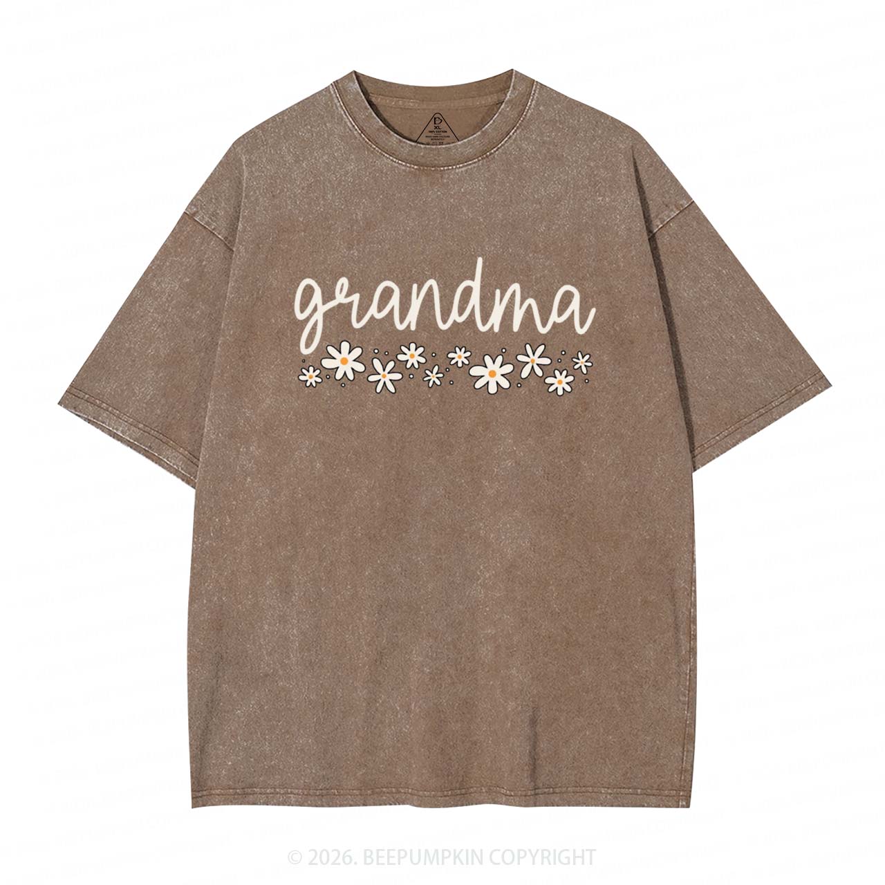 Daisy Floral Grandma Adult Washed T-Shirts