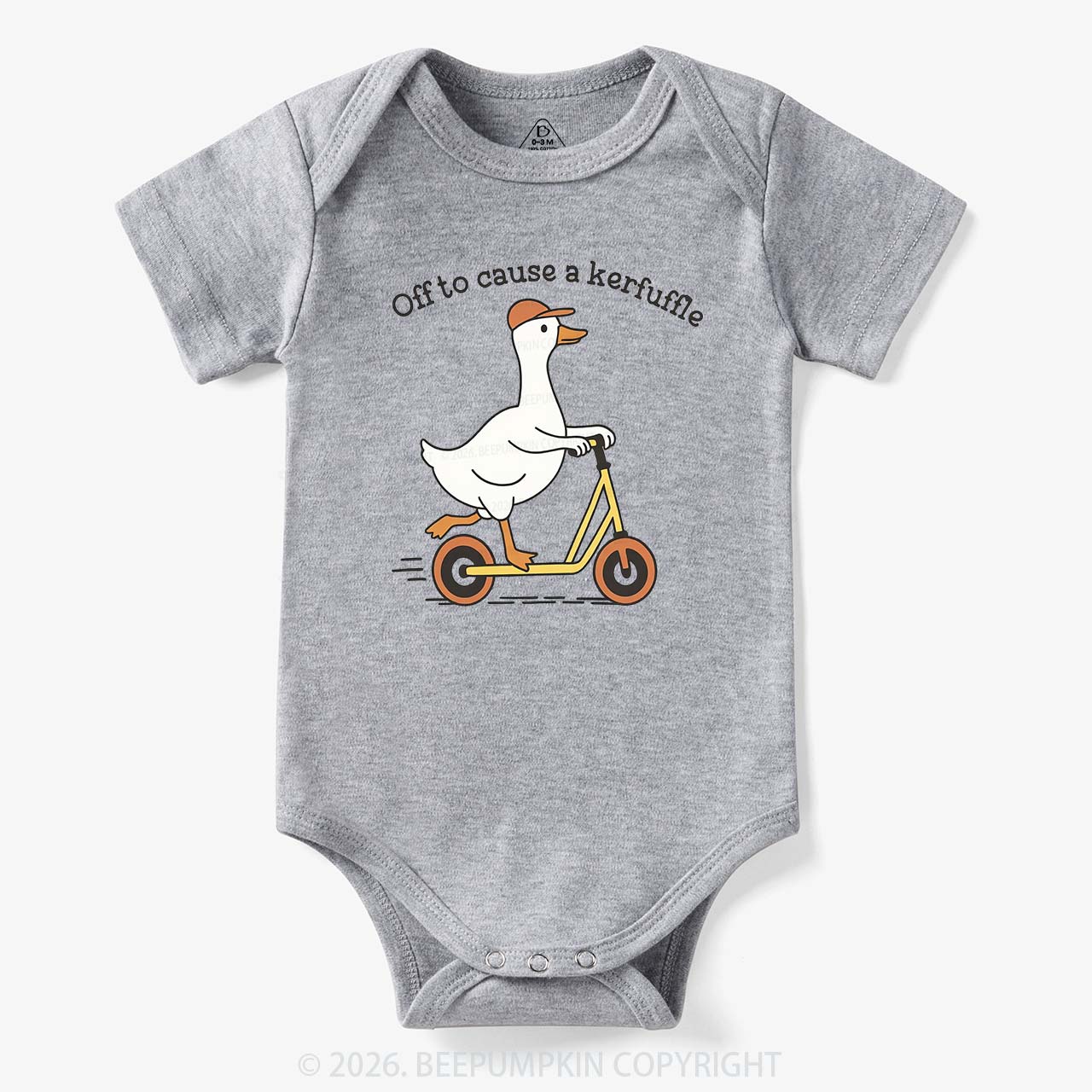 Off To Cause A Kerfuffle Silly Duck Animal Baby Bodysuit