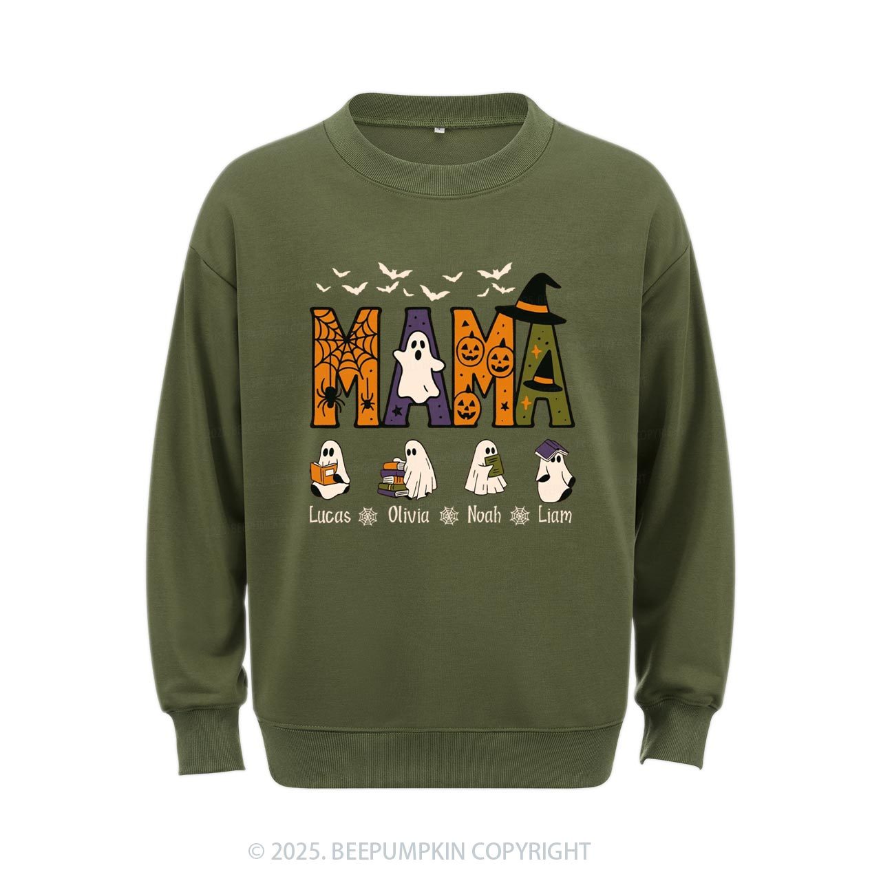 Personalized Mimi And Little Ghost Halloween Sweatshirt Beepumpkin